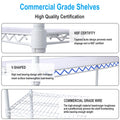 6 Tier 6000Lbs Capacity Nsf Metal Shelf Wire Shelving Unit, Heavy Duty Adjustable Storage Rack With Wheels & Shelf Liners For Commercial Grade Utility Steel Storage Rack, White 84