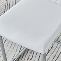 Table And Chair Set.Modern Dining Table,Tempered Glass Tabletop And Silver Colored Leg.Paired With 6 Soft And Comfortable High Quality White Pu Dining Chairs With Silver Legs. Silver,White Seats 6