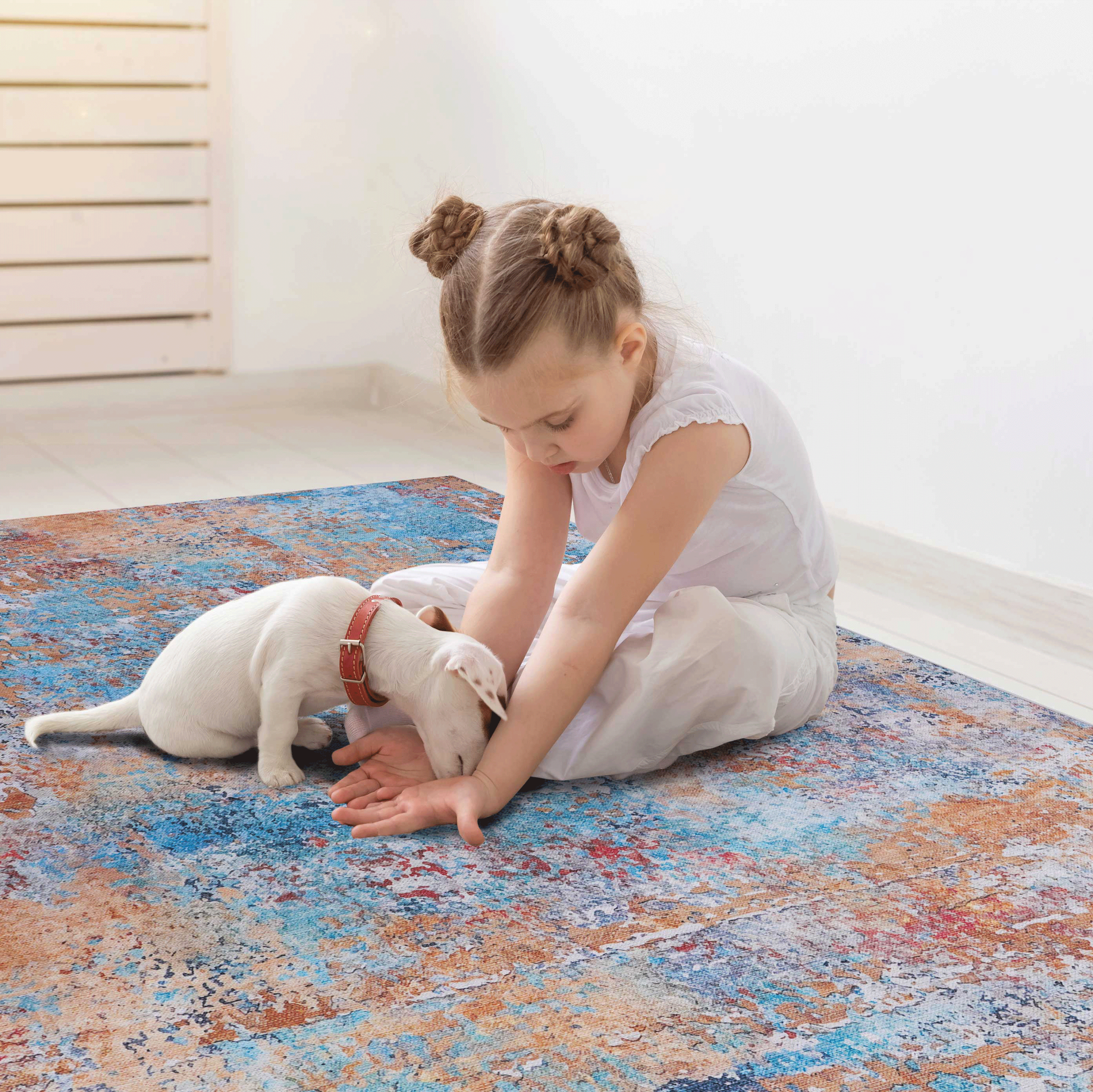 4X6 Area Rug, Washable Rug, Low Pile, Non Slip, Non Shedding, Foldable, Kid & Pet Friendly Area Rugs For Living Room, Bedroom, Kitchen, Dining Room Rug Perfect Gifts, Multi, 4' X 6' Multi Chenille Polyester