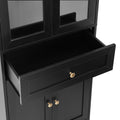 Tall Bathroom Storage Cabinet, Cabinet With Four Doors And Drawers, Adjustable Shelf, Mdf Board, Black Black Mdf