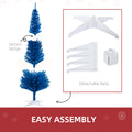 Homcom 6' Artificial Pencil Christmas Tree, Slim Xmas Tree With 390 Realistic Branch Tips And Plastic Stand, Blue Blue Plastic