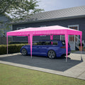 10'X20' Pop Up Canopy Tent With 6 Sidewalls, Ez Pop Up Outdoor Canopy For Parties, Waterproof Commercial Tent With 3 Adjustable Heights, Carry Bag, 6 Sand Bags, 6 Ropes And 12 Stakes, Pink Pink Metal