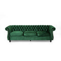 Durable 3 Seater Emerald Velvet Sofa, Combining Luxurious Comfort With Timeless Design, Perfect For Elegant Living Spaces, Featuring Plush Upholstery For Relaxation And A Touch Of Sophisticated Style Emerald Velvet Wood Primary Living Space Medium Soft