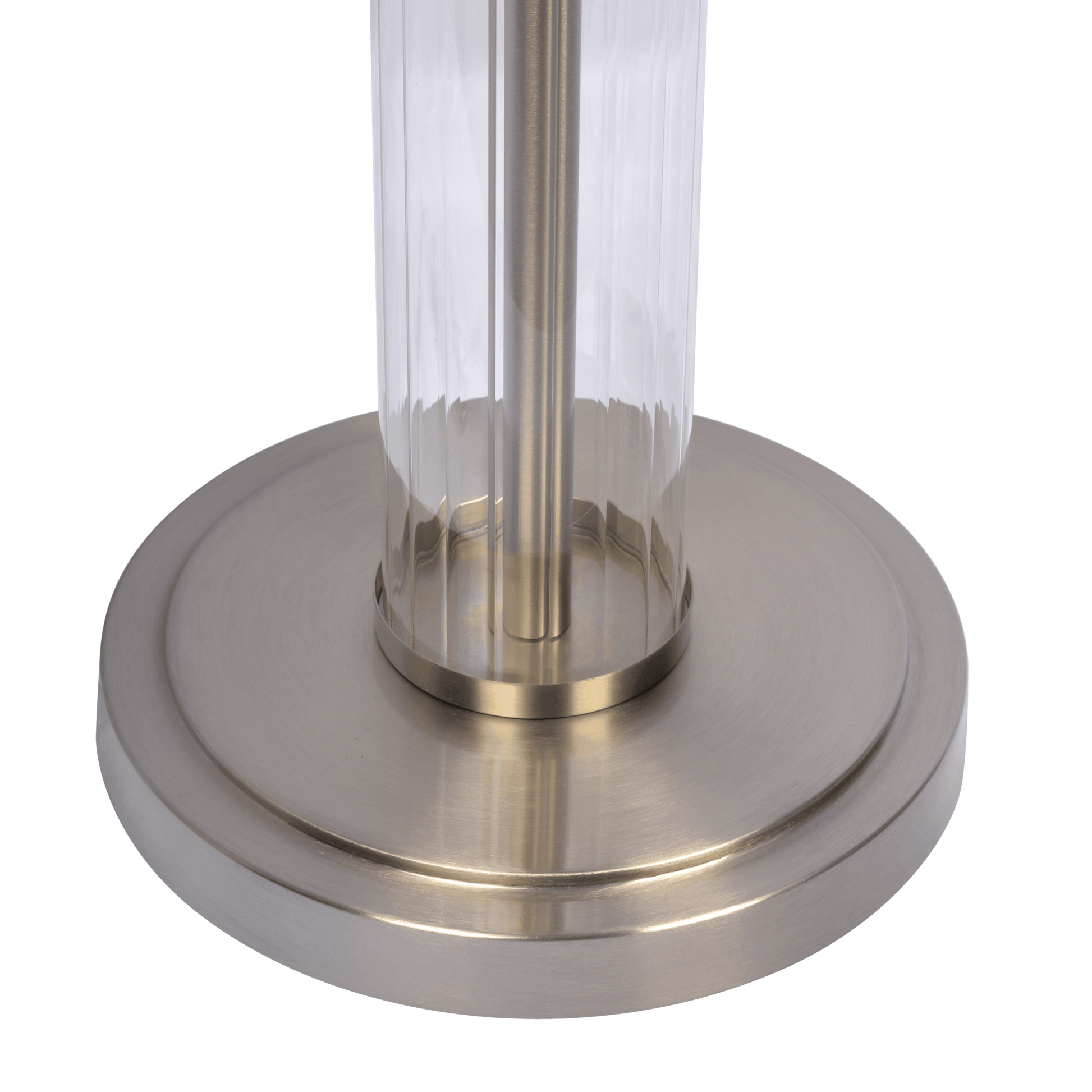 Echo Brushed Nickel Table Lamp With On Off Switch Clear Glass Body Metal Base Brushed Nickel,Clear,White Table&Floor Lamps Glass,Metal