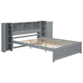 Full Size Platform Bed With Storage Headboard And Lockers, Gray Full Box Spring Not Required Gray Wood Bedroom Solid Wood Mdf