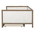 Full Size Upholstered Daybed With Trundle And Decoration, Wood Color Box Spring Not Required Full Wood Wood Daybeds Linen Upholstered