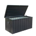 100 Gallon Outdoor Storage Deck Box Waterproof, Large Patio Storage Bin For Outside Cushions, Throw Pillows, Garden Tools, Lockable Dark Gray Dark Gray Steel