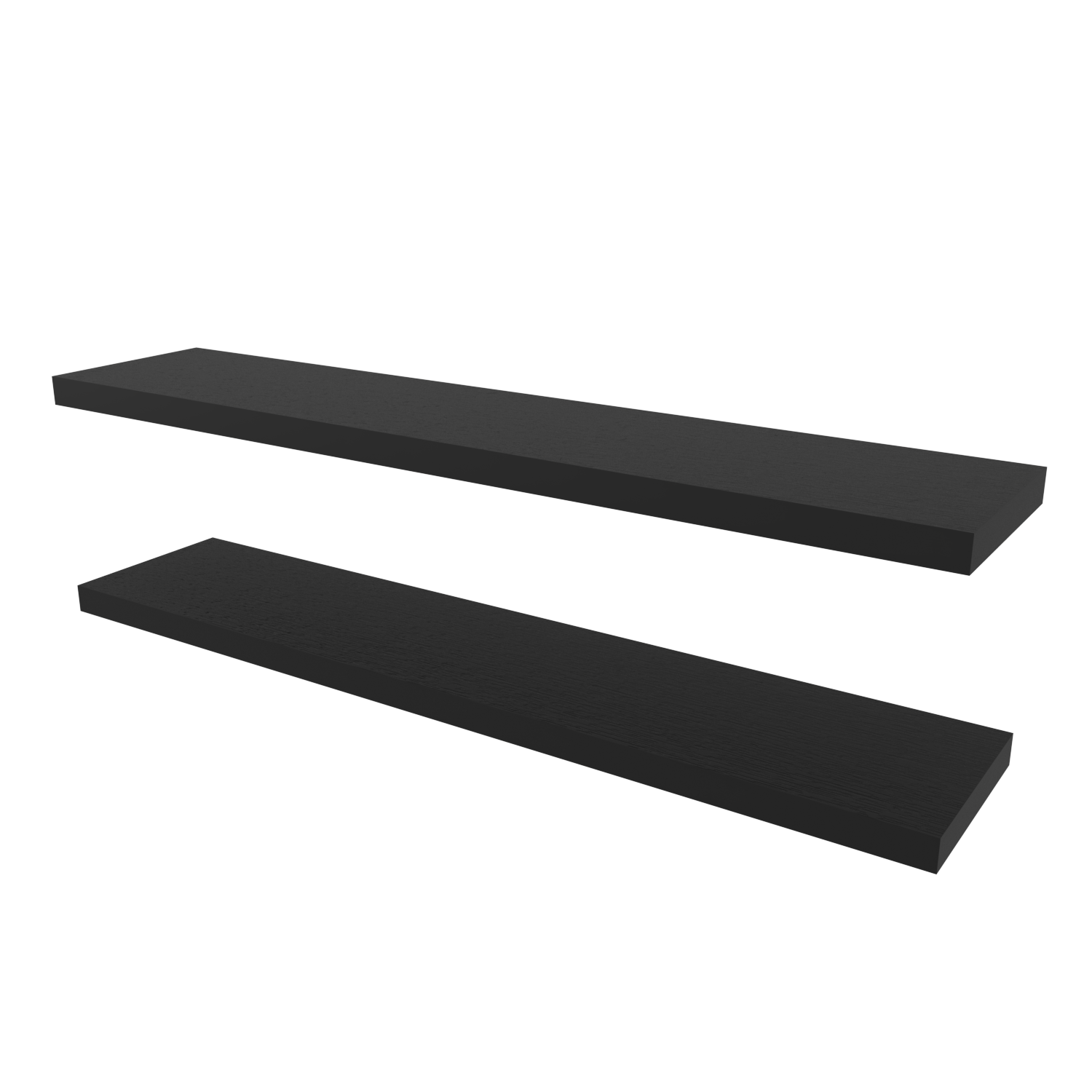 Greer Floating Shelf In Melamine X2, Black Black Horizontal Primary Living Space Open Back Wood Modern Wall Mounted Particle Board Melamine