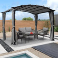 Patio Pergola 9 X 11Ft Arched Gazebo With Waterproof Sun Shade Shelter Awning Steel Frame Grape Gazebo For Garden Backyard Grey Gray Steel