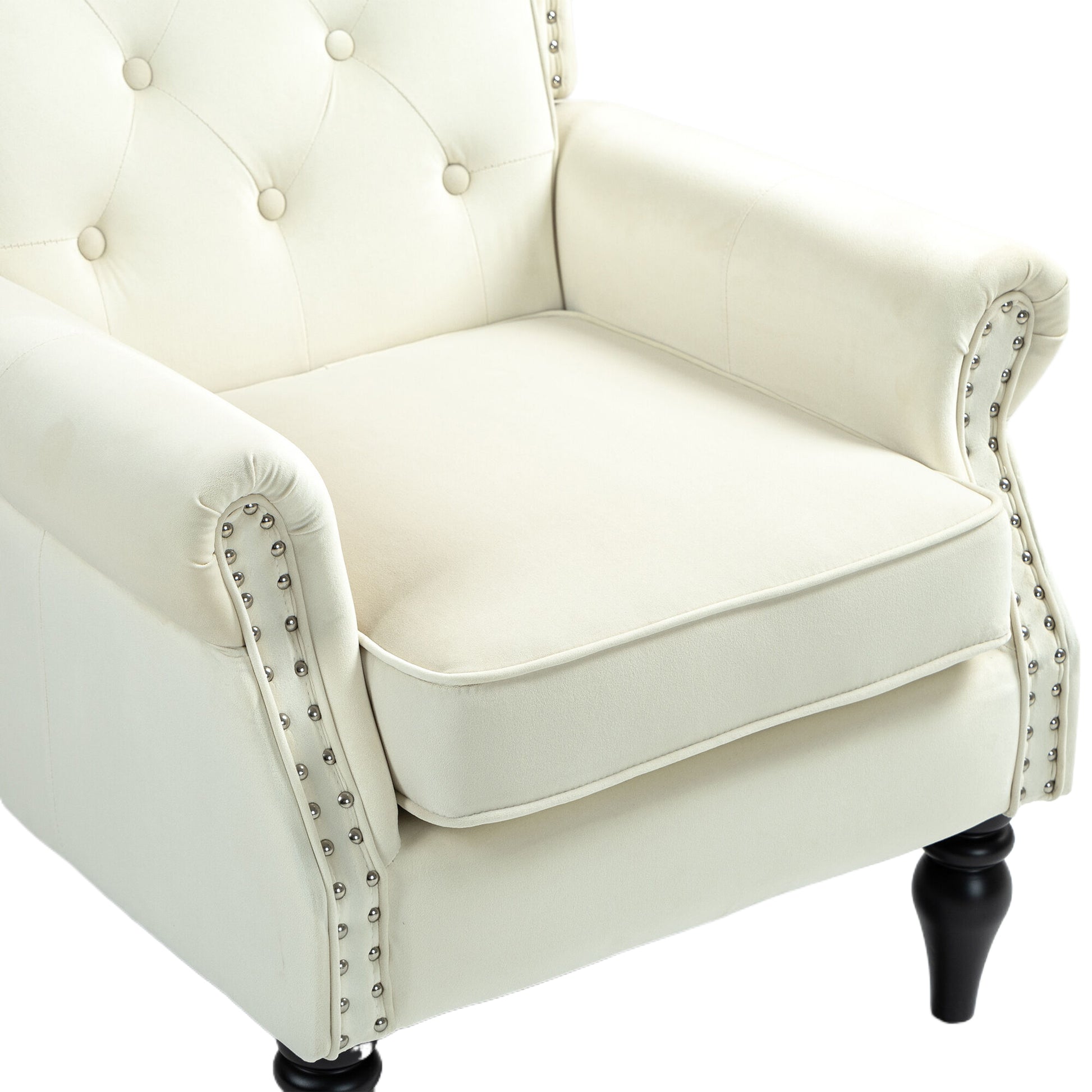 Coolmore Wood Frame Armchair, Modern Accent Chair Lounge Chair With Sturdy Wood Legs For Living Room Bedroom Beige Beige Primary Living Space Foam Velvet