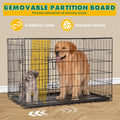 Dog Crate With Divider Panel,36 Inch Double Door Folding Metal Wire Dog Cage With Plastic Leak Proof Pan Tray, Pet Kennel For Indoor Black Iron