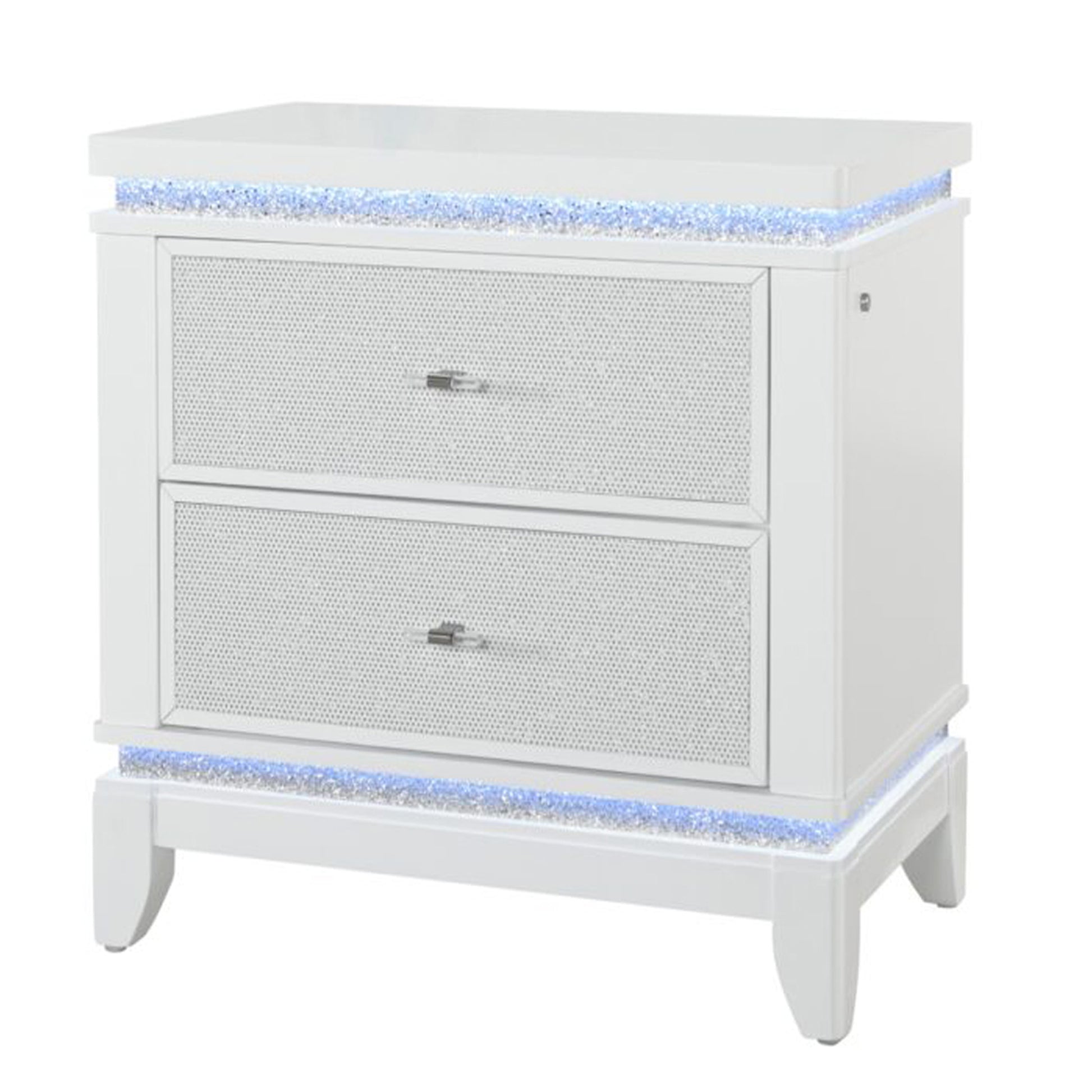 Adalid White Nightstand White White 2 Drawers Square Bedroom Contemporary Dovetail Joints Rubberwood White Wood Solid Wood Mdf