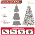 7.5Ft Snow Flocked Artificial Christmas Tree With Pine Cones, Prelit Xmas Trees, Hinged Easy Assembly & Reinforced Metal Base Ideal For Indoor & Outdoor Festive Decorations White Polyethylene