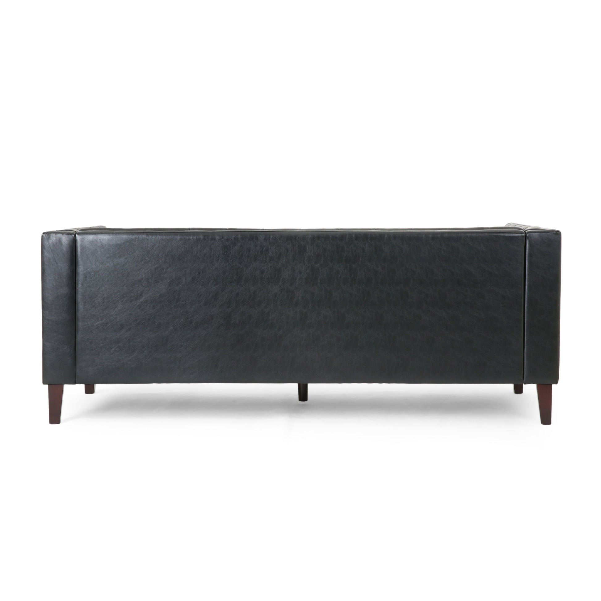 Mirod Comfy 3 Seat Sofa With Tufted Backmodern For Living Room Black Pu 3 Seat