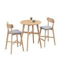 3 Pieces Bar Table Set,Modern Round Counter Height Pub Table, Wooden High Top With Bar Stools Pub Dining Set For Kitchen,Restaurant,Cocktail Bar,Oak Oak Solid Wood Mdf