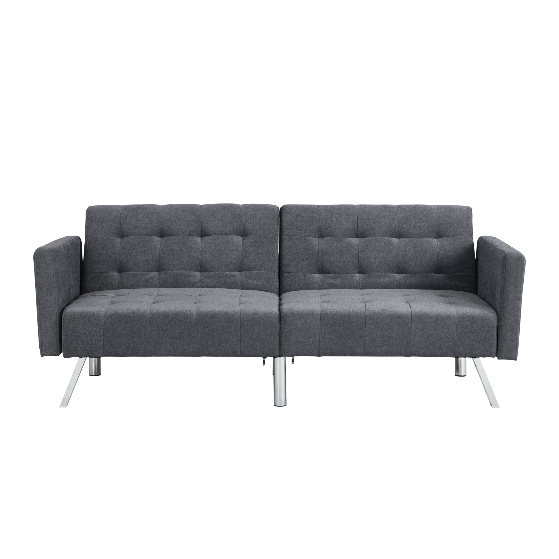 Sofa Bed Convertible Folding Dark Grey Lounge Couch Loveseat Sleeper Sofa Armrests Living Room Bedroom Apartment Reading Room Dark Gray Linen 2 Seat