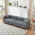 102 Inch Gray Teddy Velvet Sofa With Two Throw Pillows In Living Room Bedroom Apartment Sofa Supported By Hardware Feet Gray Polyester Blend 4 Seat