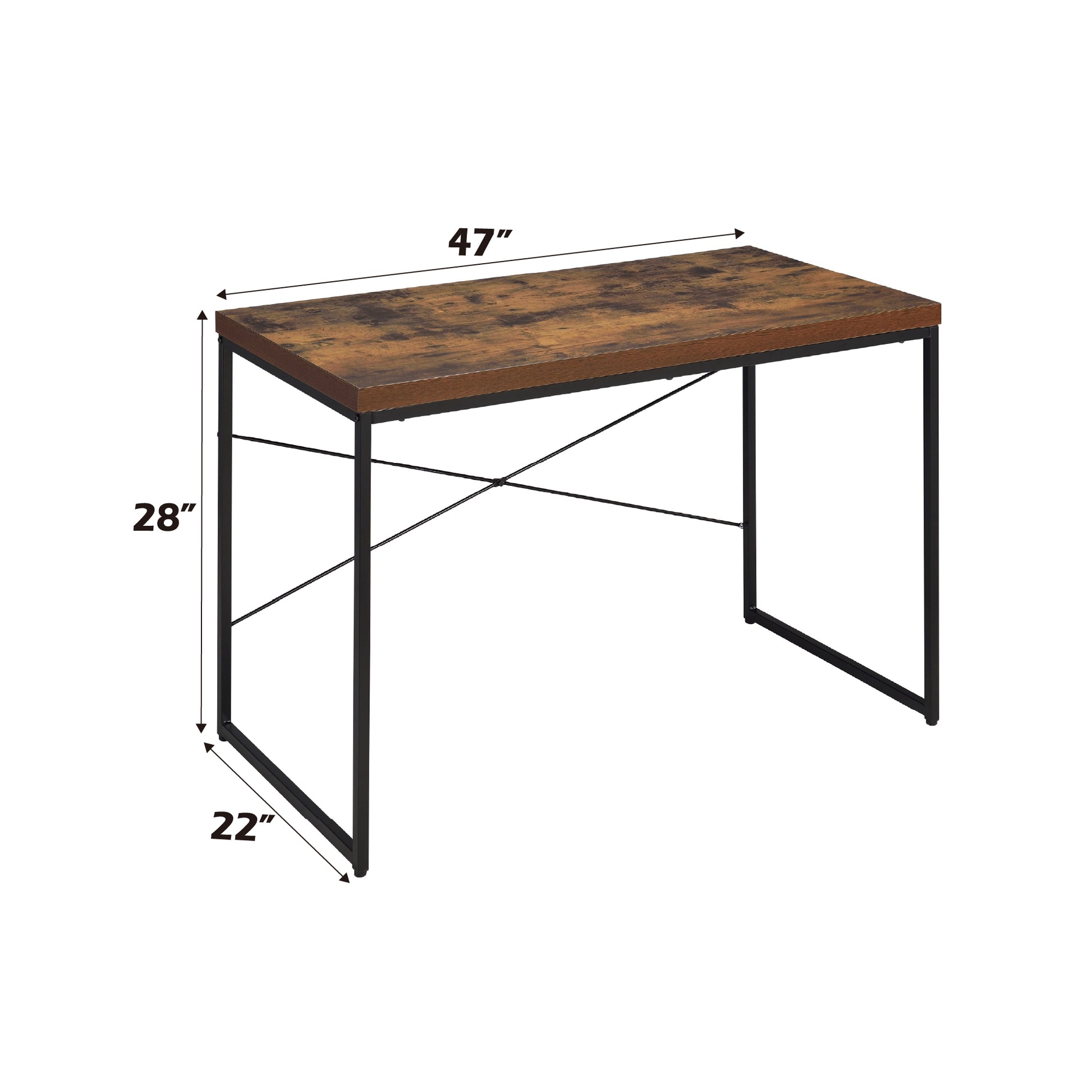 Bob Weathered Oak & Black Finish Writing Desk Oak Synthetic Wood