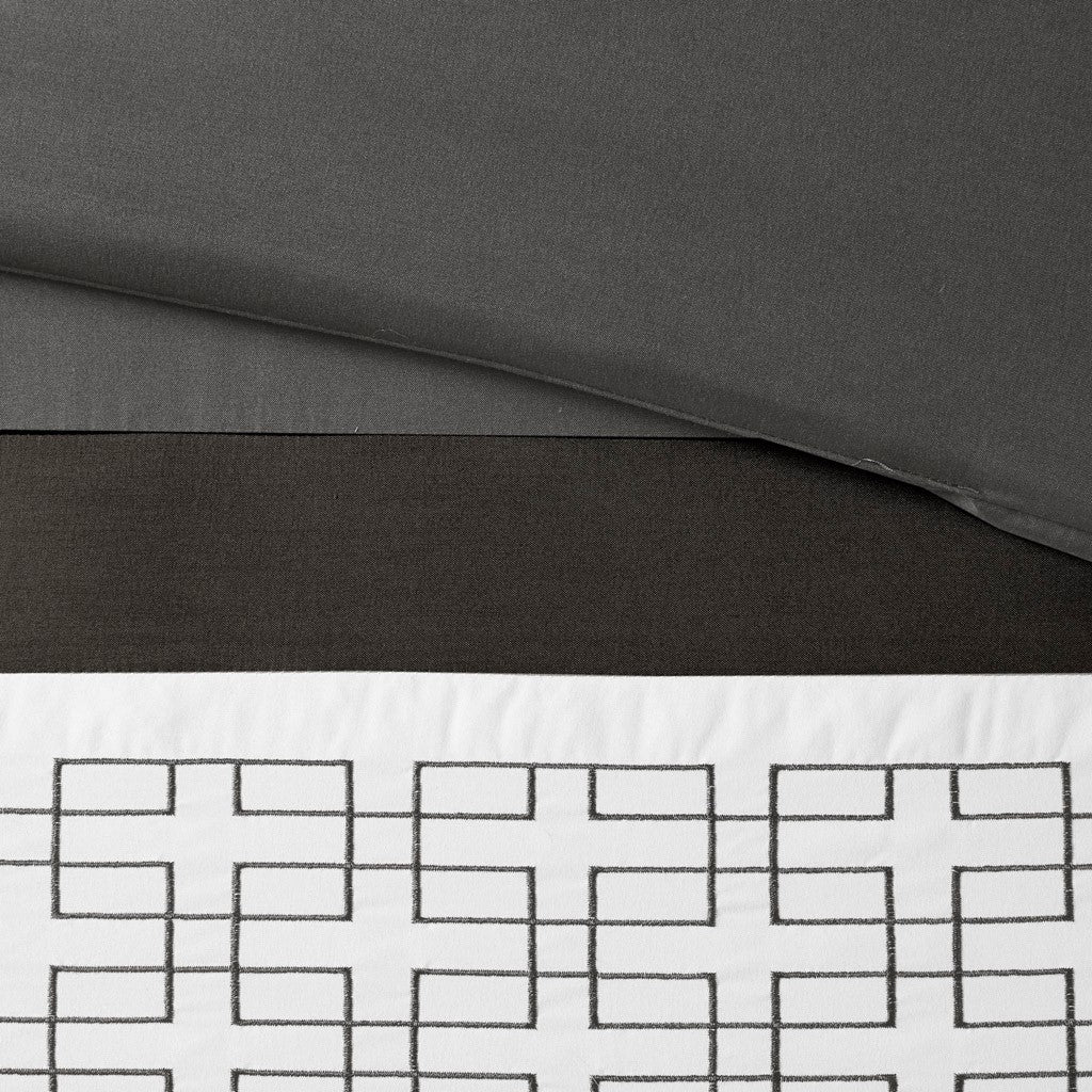 8 Piece Embroidered Comforter Set Dark Grey Queen Dark Grey Polyester