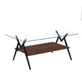 Rectangle Coffee Table With Tempered Glass Top And Black Metal Legs, Modern Table For Living Roomtransparent Glass Transparent Tempered Glass