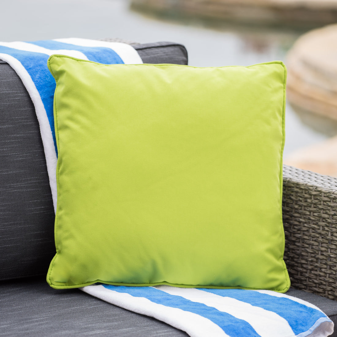 Coronado Square Pillow Green Fabric