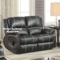 Zuriel Motion Loveseat, Black Synthetic Leather Lv52286 Black Upholstered