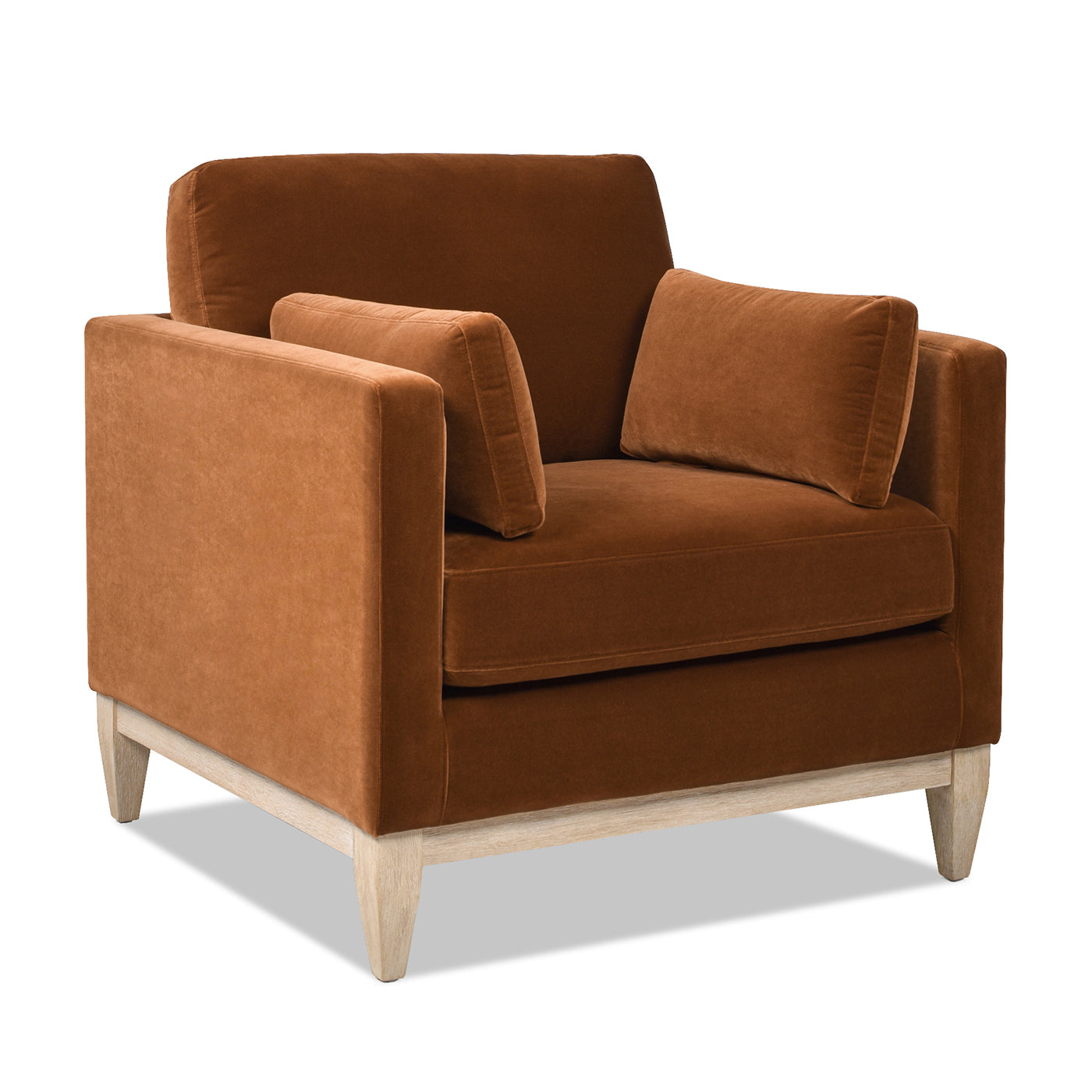 Knox 36" Modern Farmhouse Arm Chair, Burnt Orangeperformance Velvet Burnt Orange Foam Velvet