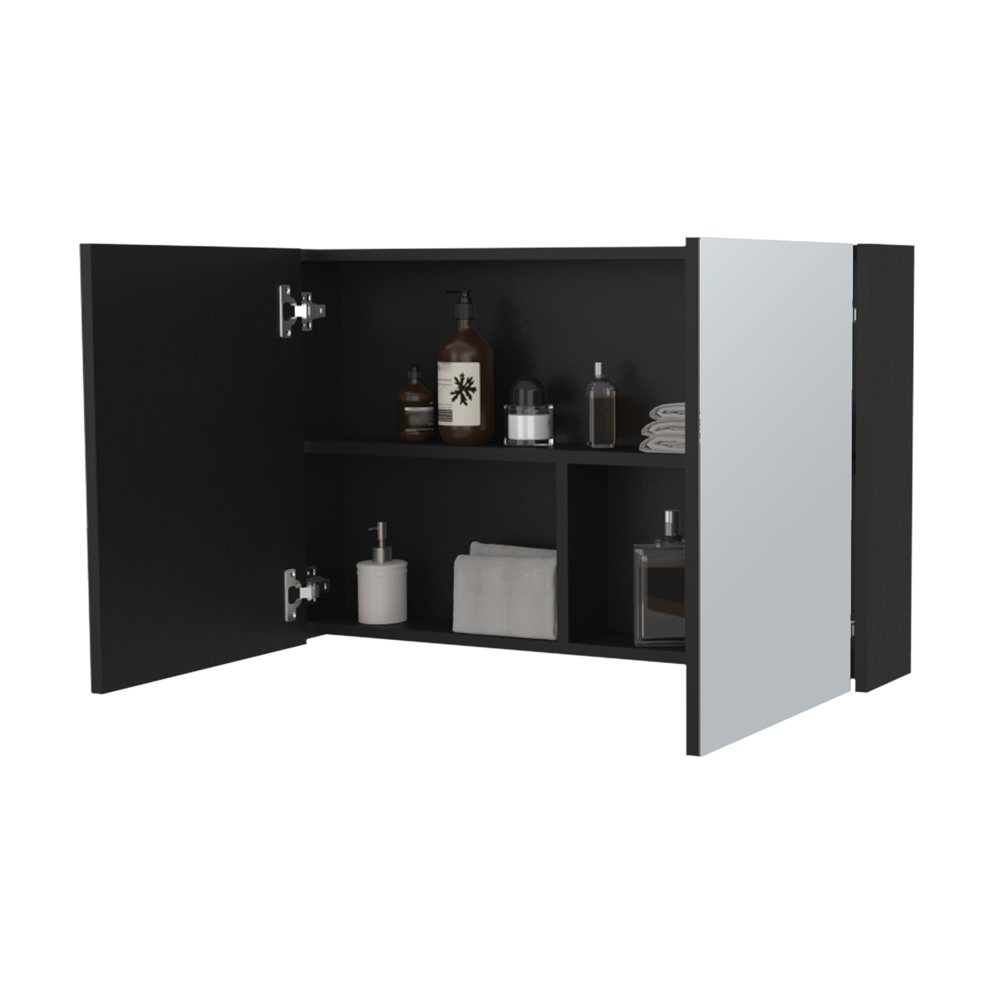 Mcnary Medicine Cabinet With Included Mirrors And 2 Doors, Black Black 2 3 24 To 35 In Bathroom Wall Mounted Modern 5 10 Inches Particle Board Melamine