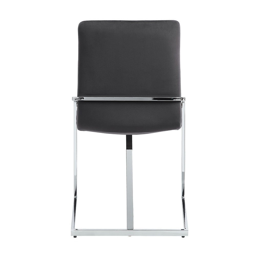 Grey And Chrome Side Chair With Metal Base Set Of 2 Solid Grey Silver Dining Room Modern Side Chair Solid Back Set Of 2 Fabric Metal