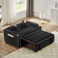 1 Versatile Foldable Sofa Bed In 3 Lengths, Modern Sofa Sofa Sofa Velvet Pull Out Bed, Adjustable Back And With Usb Port And Ashtray And Swivel Phone Stand Black Black Eucalyptus Solid Wood Mdf Resin 2 Seat