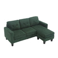 Velvet Sectional Couchl Shaped Sofa With Ottoman For Small Apartment Emerald Velvet 3 Seat