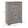 Homcom Farmhouse Barn Door Accent Cabinet, Kitchen Sideboard Storage Cabinet With Double Doors, Drawer, And Adjustable Shelf For Bedroom, Living Room, Gray Gray Particle Board