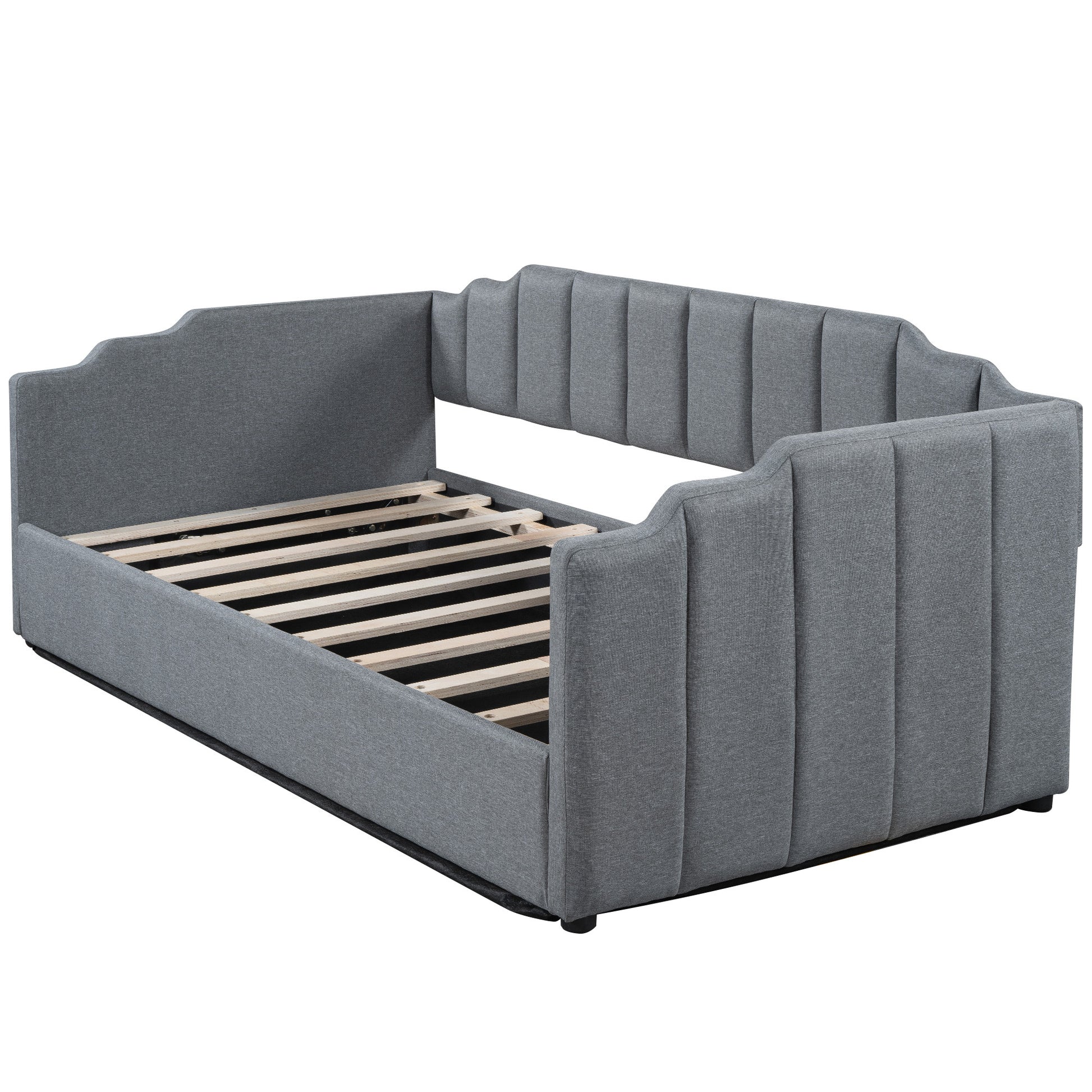 Upholstered Daybed With Underneath Storage,Twin Size, Gray Twin Gray Upholstered