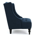 Upholstered Wingback Chair Navy Blue Linen