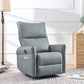 Rocking Recliner Chair,360 Degree Swivel Nursery Rocking Chair,Glider Chair,Modern Small Rocking Swivel Recliner Chair For Bedroom,Living Room Chair Home Theater Seat,Side Pocket Blue Gray Solid Blue Gray Light Brown Primary Living Space Foam Wipe Clean