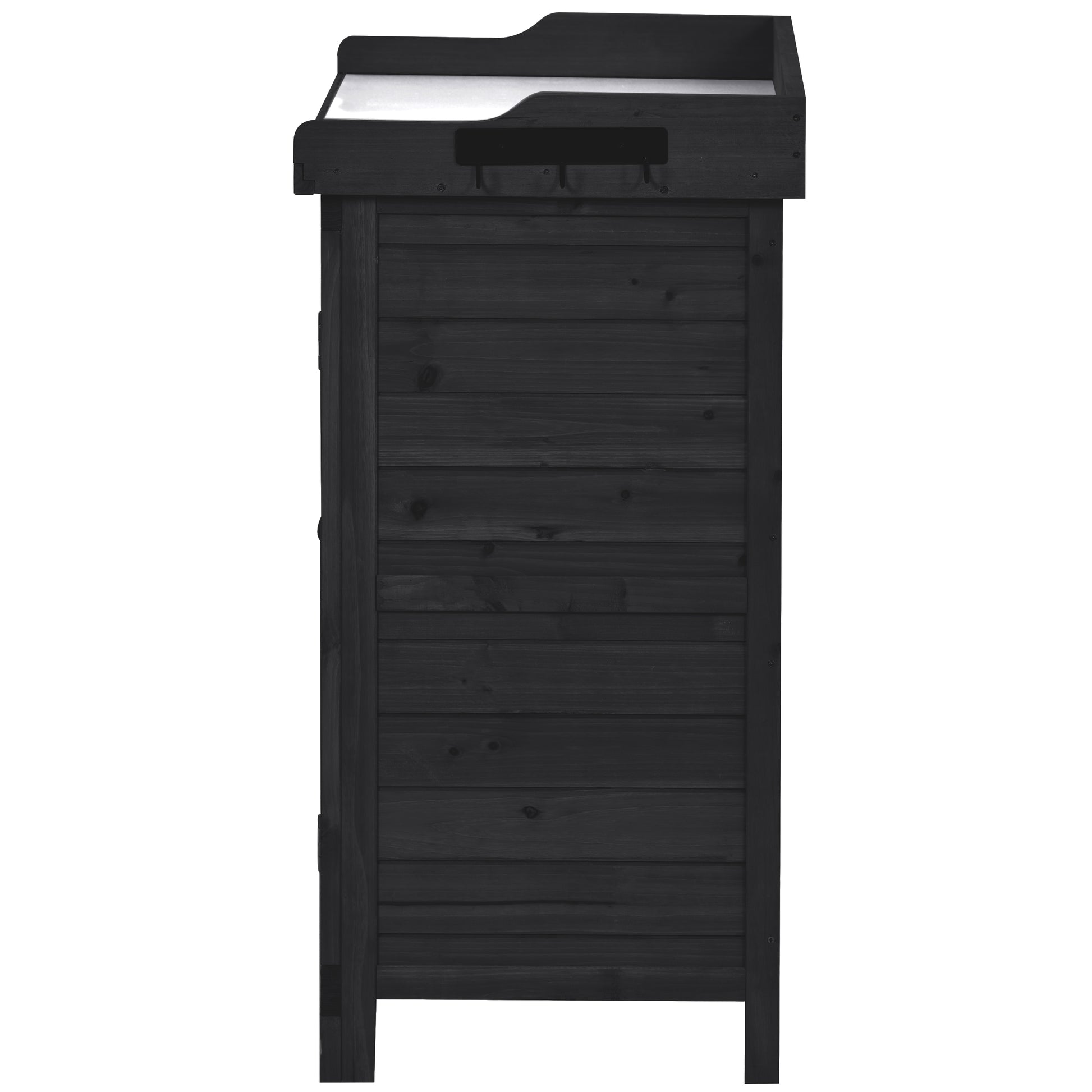 Outdoor 39" Potting Bench Table, Rustic Garden Wood Workstation Storage Cabinet Garden Shed With 2 Tier Shelves And Side Hook, Black Black Garden & Outdoor Casual Wood Solid Wood