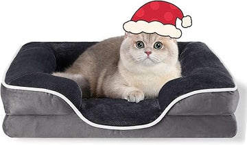 24'' Orthopedic Dog Bed For Small Dog, Memory Foam Dog Bed, Egg Crate Foam Dog Couch Bed With Washable Removable Cover, Grey Grey Faux Fur