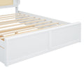 Queen Size Rattan Headboard Bed With Two Drawers And Trundle, White Queen White Solid Wood Mdf