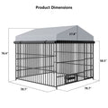 Large Dog Kennel Outdoor Pet Pens Dogs Run Enclosure Animal Hutch Metal Coop Fence With Roof Cover 6.6'L X 6.6'W X 6.4'H Black Gray Outdoor Kennel Modern,Sporty Xxl 91 Lbs Iron