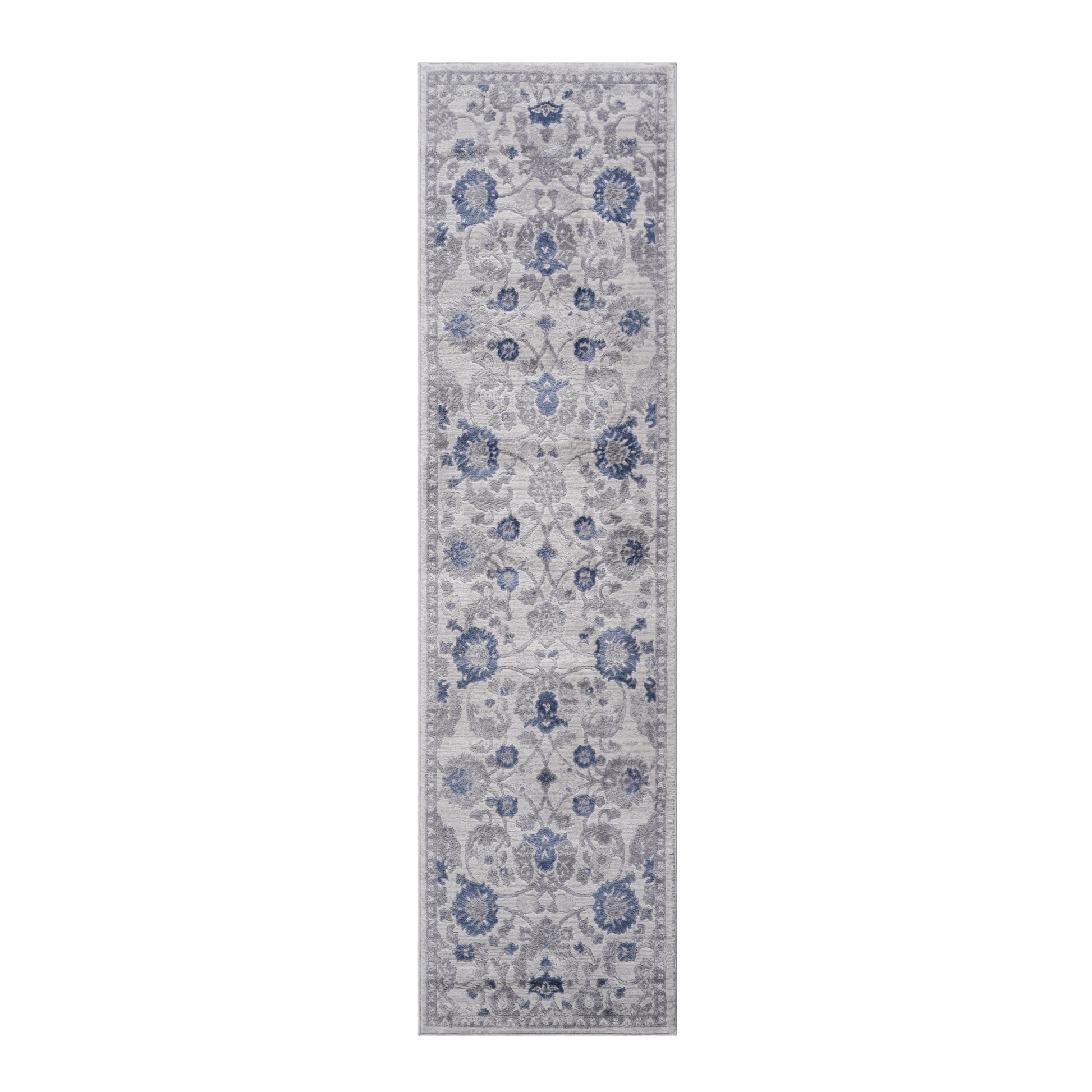 Naar Marfi Collection 2X8 Blue Silver Oriental Non Shedding Living Room Bedroom Dining Home Office Stylish And Stain Resistant Area Rug Blue Polyester