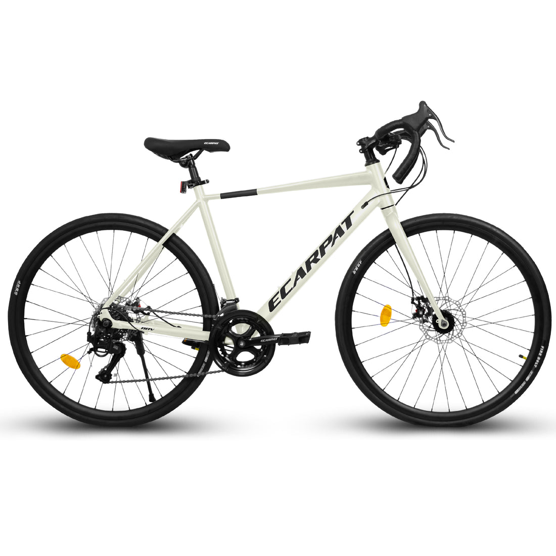 A28320R 700C Road Bike, 16 Speed Outdoor Bike Disc Brakes, Light Weight Aluminum Frame ,Racing Bike City Commuting Road Bicycle L Size For Men Women Cream Aluminium