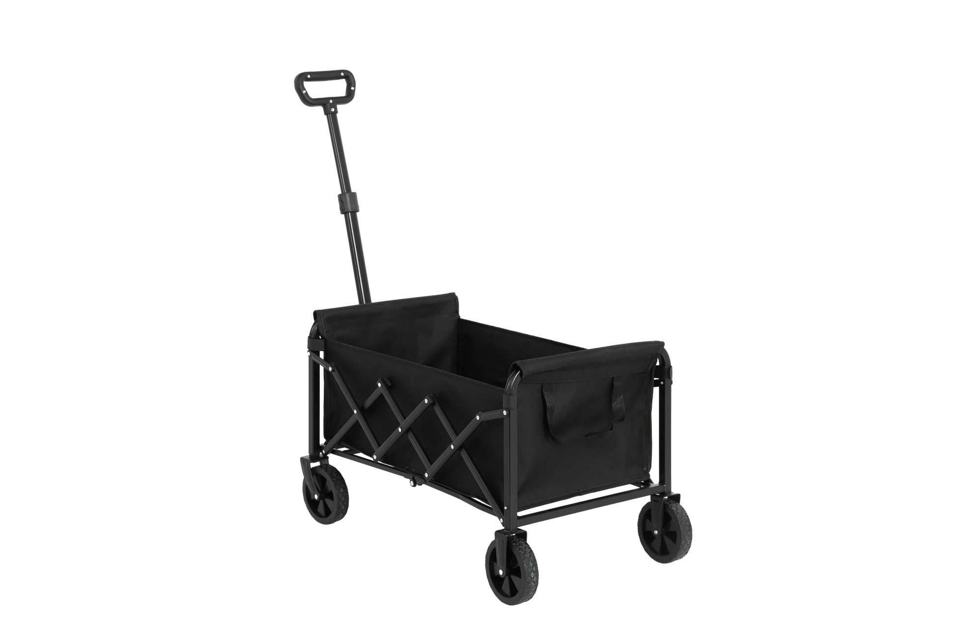 Lightweight Portable Heavy Duty Folding Beach Wagons With Wheels Outdoor Utility Carts For Grocery, Camping, Shopping, Sports, Garden With Large Capacity Black Black Steel