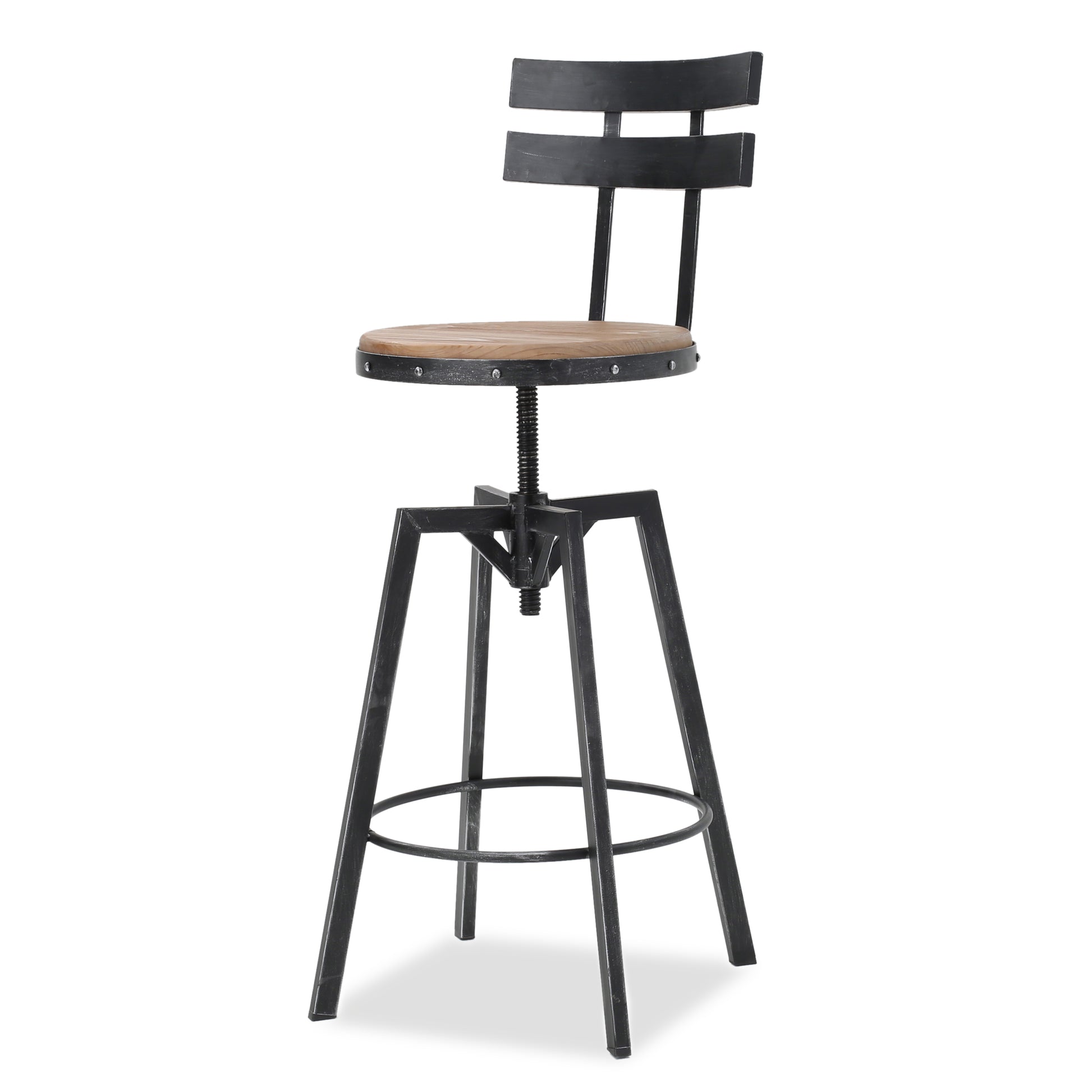 Metal Chair With Wooden Seat Antique Black Metal & Wood