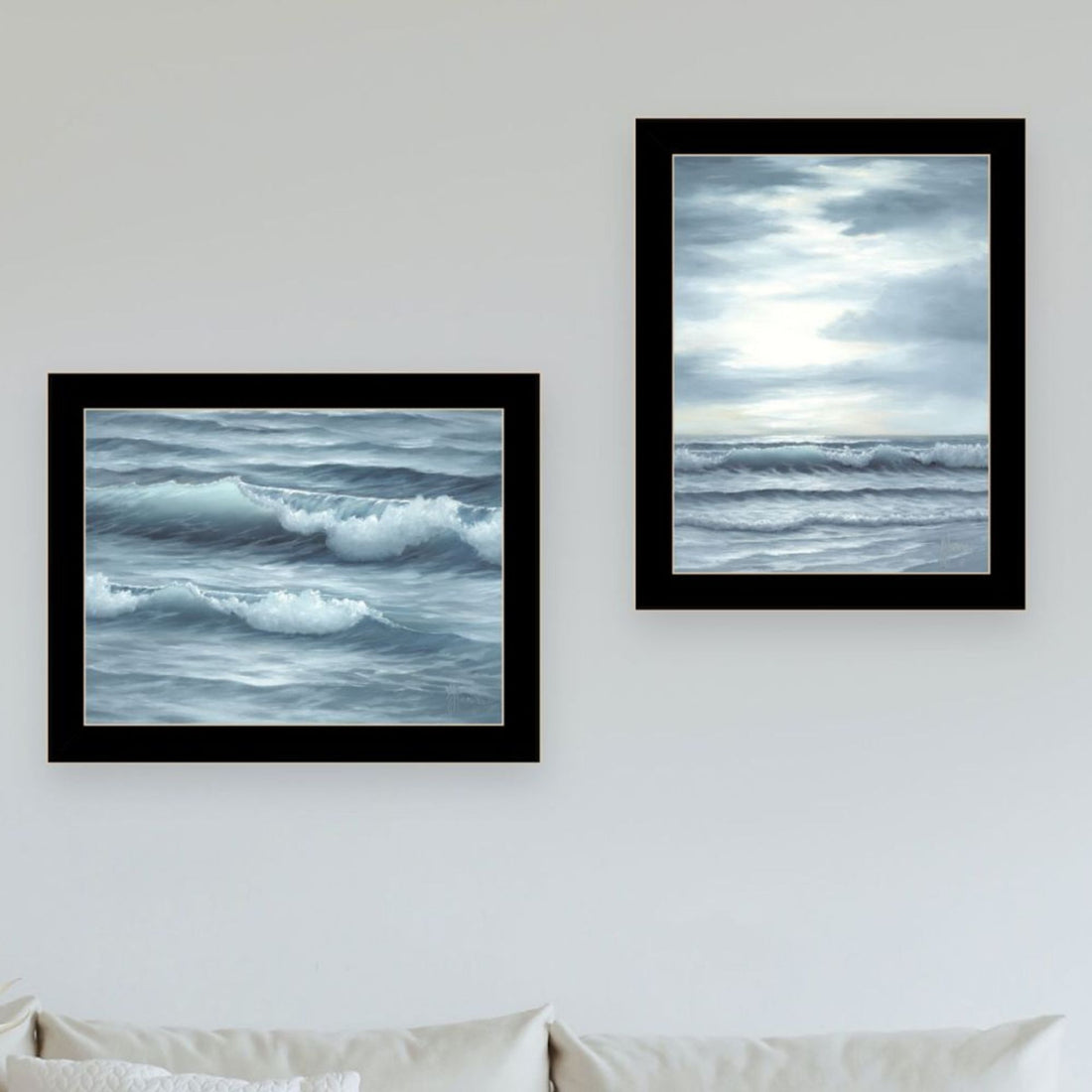 "The Ocean Blue High Tide At Sunset" Framed Wall Art For Living Room, Wall Art Print For Home Decor, Bedroom Wall Art By Georgia Janisse Multicolor Wood Paper