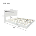 Modern High Gloss 3 Piece Bedroom Set Floating Bed Frame Queen Size Platform Bed With Led Light & 2 Nightstands, White Box Spring Not Required Queen White Wood 3 Piece Set Solid Wood Mdf