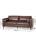 Mirod Comfy 3 Seat Sofa With Wooden Legs, Pu, For Living Room And Study Dark Brown Pu 3 Seat