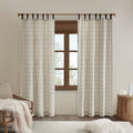 Plaid Faux Leather Tab Top Curtain Panel With Fleece Lining Only 1 Pc Panel Multicolor Cotton