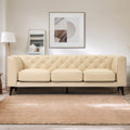 92.52 Inch Genuine Leather Couch 3 Seater Sofa With Tufted Back,Grain Leather Couch With Feather,Down Topper On Seating Surfaces Sofa For Living Room, Comfy Sofa Couch With Extra Deep Seats,Beige92.52 Beige Genuine Leather 3 Seat