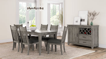 Rustic Gray Dining Table Two Storage Drawers And Leaf Gray Solid Wood Mdf