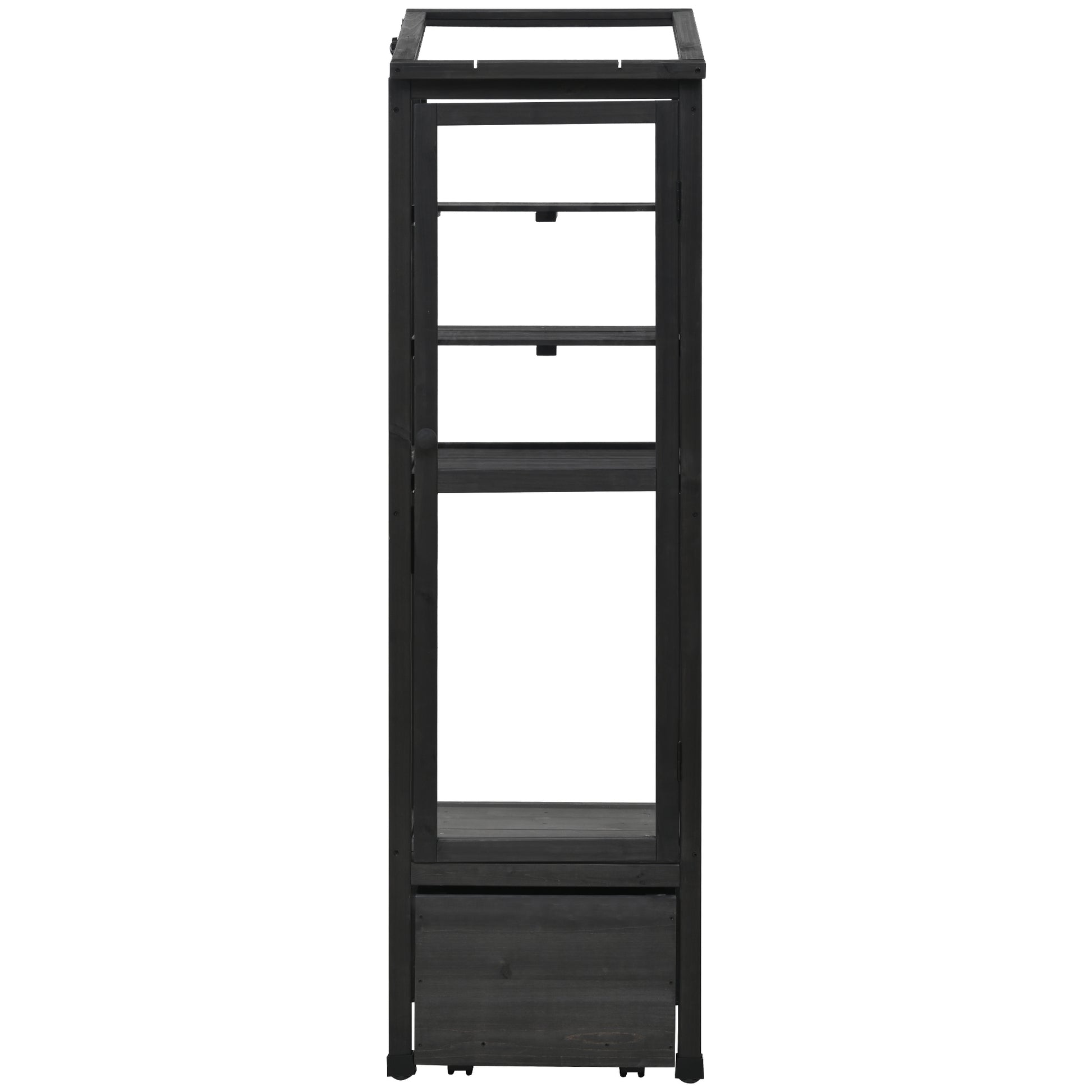 62.4Inch Height Wood Garden Greenhouse Balcony Portable Mini Cold Frame With Movable Storage Box And Adjustable Shelves For Outdoor Indoor Use, Black Black Garden & Outdoor Casual Wood